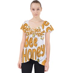 Bee Honey Honeycomb Hexagon Lace Front Dolly Top