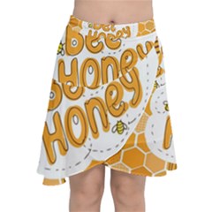 Bee Honey Honeycomb Hexagon Chiffon Wrap Front Skirt