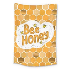 Bee Honey Honeycomb Hexagon Large Tapestry