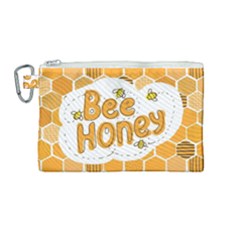 Bee Honey Honeycomb Hexagon Canvas Cosmetic Bag (medium)