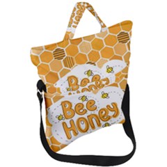 Bee Honey Honeycomb Hexagon Fold Over Handle Tote Bag