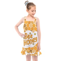 Bee Honey Honeycomb Hexagon Kids  Overall Dress