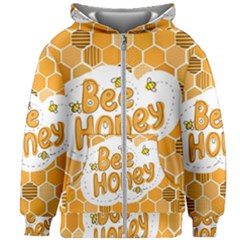 Bee Honey Honeycomb Hexagon Kids  Zipper Hoodie Without Drawstring by Maspions