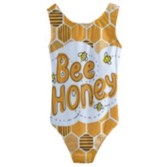 Bee Honey Honeycomb Hexagon Kids  Cut-out Back One Piece Swimsuit