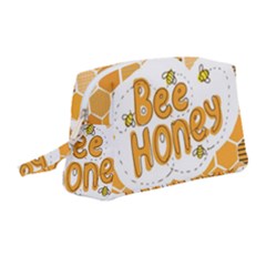 Bee Honey Honeycomb Hexagon Wristlet Pouch Bag (medium)