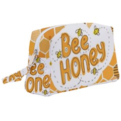 Bee Honey Honeycomb Hexagon Wristlet Pouch Bag (large)