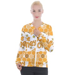 Bee Honey Honeycomb Hexagon Casual Zip Up Jacket