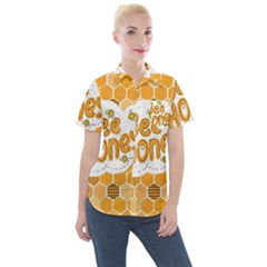 Bee Honey Honeycomb Hexagon Women s Short Sleeve Pocket Shirt