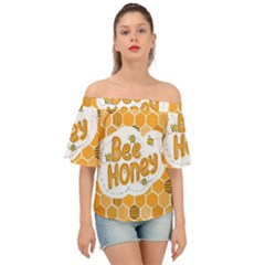 Bee Honey Honeycomb Hexagon Off Shoulder Short Sleeve Top