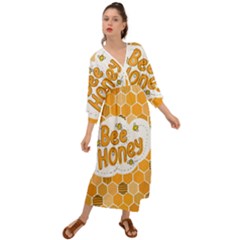 Bee Honey Honeycomb Hexagon Grecian Style  Maxi Dress