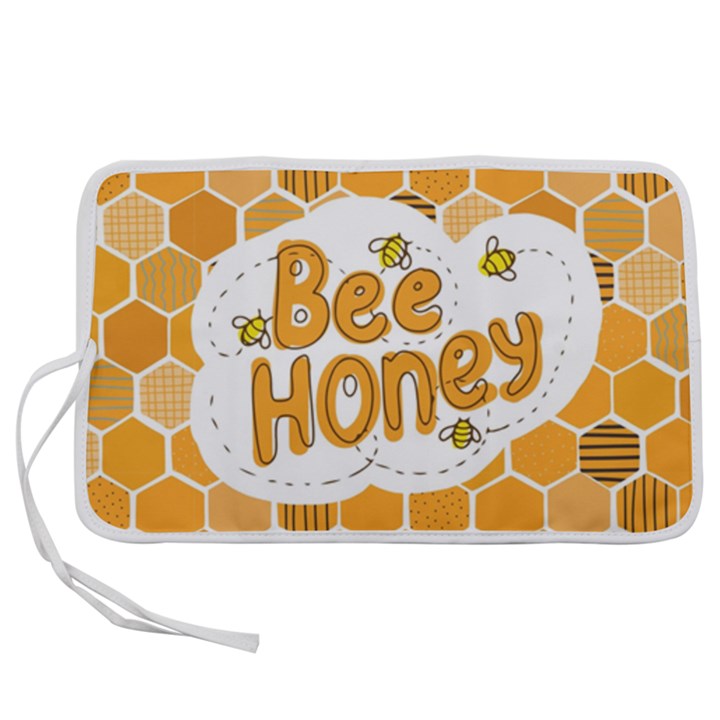 Bee Honey Honeycomb Hexagon Pen Storage Case (L)