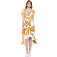 Bee Honey Honeycomb Hexagon High Low Boho Dress by Maspions