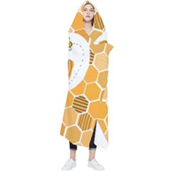 Bee Honey Honeycomb Hexagon Wearable Blanket