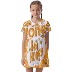 Bee Honey Honeycomb Hexagon Kids  Asymmetric Collar Dress