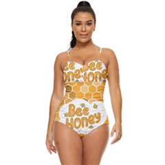 Bee Honey Honeycomb Hexagon Retro Full Coverage Swimsuit