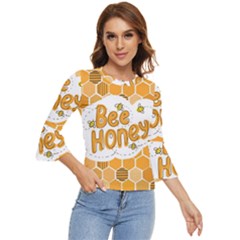 Bee Honey Honeycomb Hexagon Bell Sleeve Top