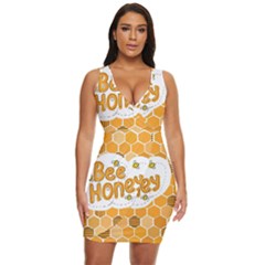 Bee Honey Honeycomb Hexagon Draped Bodycon Dress