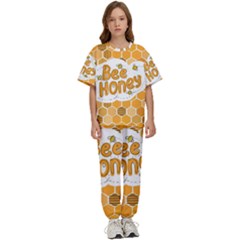 Bee Honey Honeycomb Hexagon Kids  T-shirt And Pants Sports Set