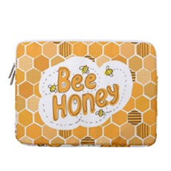 Bee Honey Honeycomb Hexagon 15  Vertical Laptop Sleeve Case With Pocket by Maspions