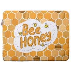 Bee Honey Honeycomb Hexagon 17  Vertical Laptop Sleeve Case With Pocket