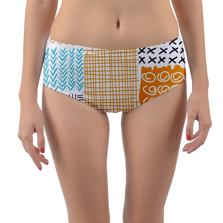 Premium Quality Elegant Orange Reversible Mid-Waist Bikini Bottoms