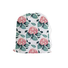 Flowers Hydrangeas Drawstring Pouch (large)