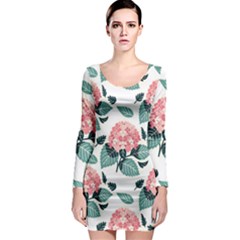 Flowers Hydrangeas Long Sleeve Bodycon Dress