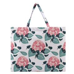 Flowers Hydrangeas Zipper Large Tote Bag