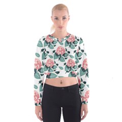 Flowers Hydrangeas Cropped Sweatshirt