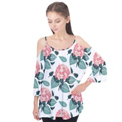 Flowers Hydrangeas Flutter Sleeve T-shirt 