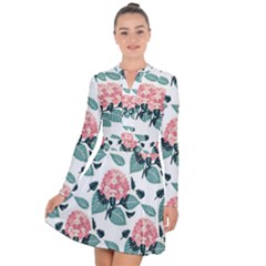 Flowers Hydrangeas Long Sleeve Panel Dress by Maspions