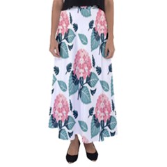 Flowers Hydrangeas Flared Maxi Skirt