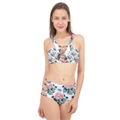 Flowers Hydrangeas Cage Up Bikini Set