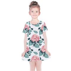 Flowers Hydrangeas Kids  Simple Cotton Dress by Maspions