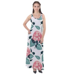 Flowers Hydrangeas Sleeveless Velour Maxi Dress