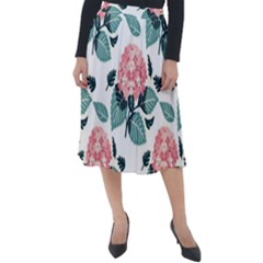 Flowers Hydrangeas Classic Velour Midi Skirt  by Maspions