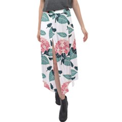 Flowers Hydrangeas Velour Split Maxi Skirt