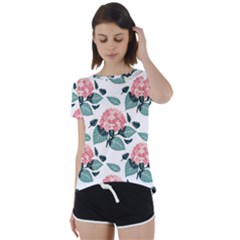 Flowers Hydrangeas Short Sleeve Open Back T-shirt