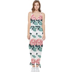 Flowers Hydrangeas Sleeveless Tie Ankle Chiffon Jumpsuit