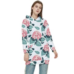 Flowers Hydrangeas Women s Long Oversized Pullover Hoodie