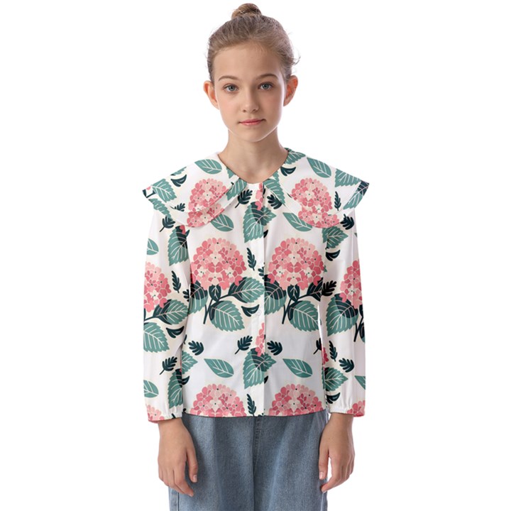 Flowers Hydrangeas Kids  Peter Pan Collar Blouse