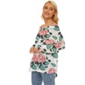 Flowers Hydrangeas Off Shoulder Chiffon Pocket Shirt View2