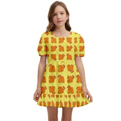 Pattern Shorts Watermelon Design Kids  Short Sleeve Dolly Dress