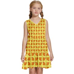 Pattern Shorts Watermelon Design Kids  Sleeveless Tiered Mini Dress