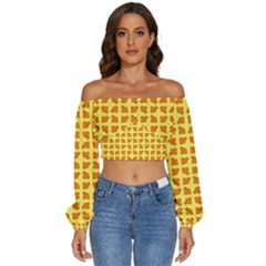 Pattern Shorts Watermelon Design Long Sleeve Crinkled Weave Crop Top