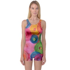 Colorful Abstract Patterns One Piece Boyleg Swimsuit