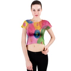 Colorful Abstract Patterns Crew Neck Crop Top