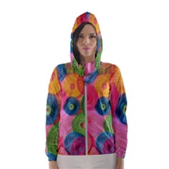 Colorful Abstract Patterns Women s Hooded Windbreaker