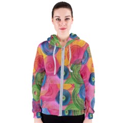 Colorful Abstract Patterns Women s Zipper Hoodie