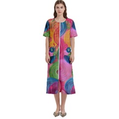 Colorful Abstract Patterns Women s Cotton Short Sleeve Nightgown